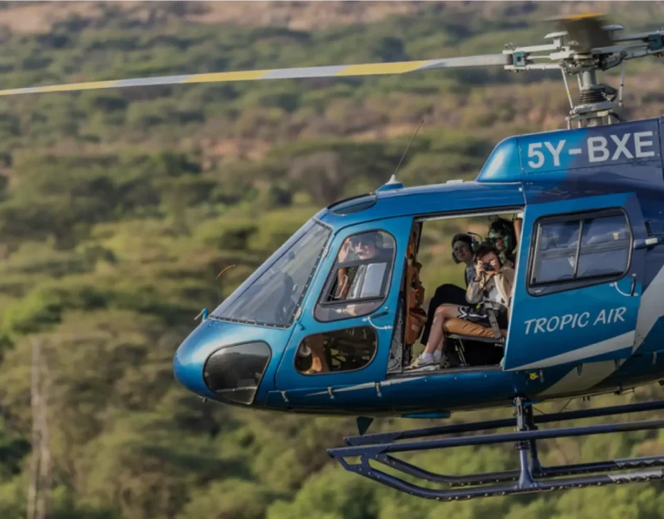 How does the itinerary manage the transition between Kenyan and Tanzanian aviation airspace?